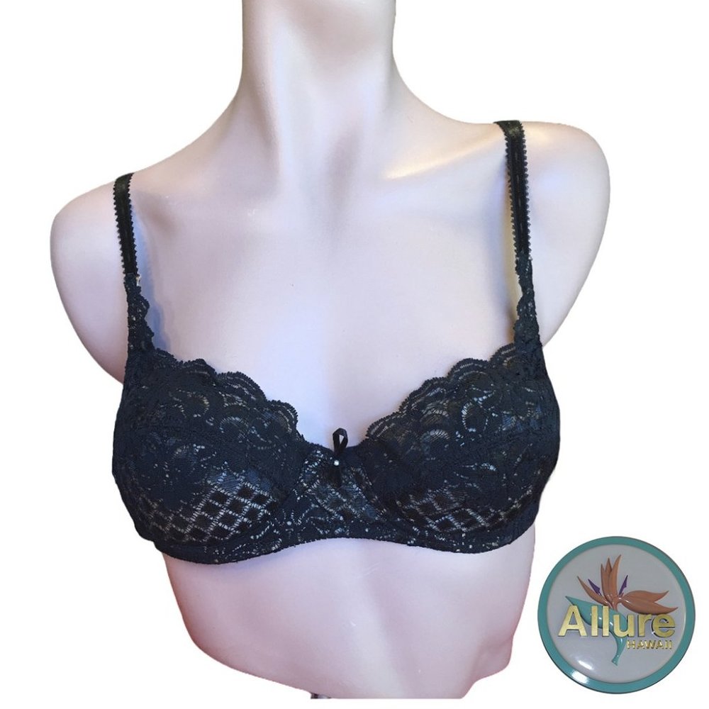 Allure. Hawaii Black Padded lace Bra (with Free Thong Panty while supply lasts)